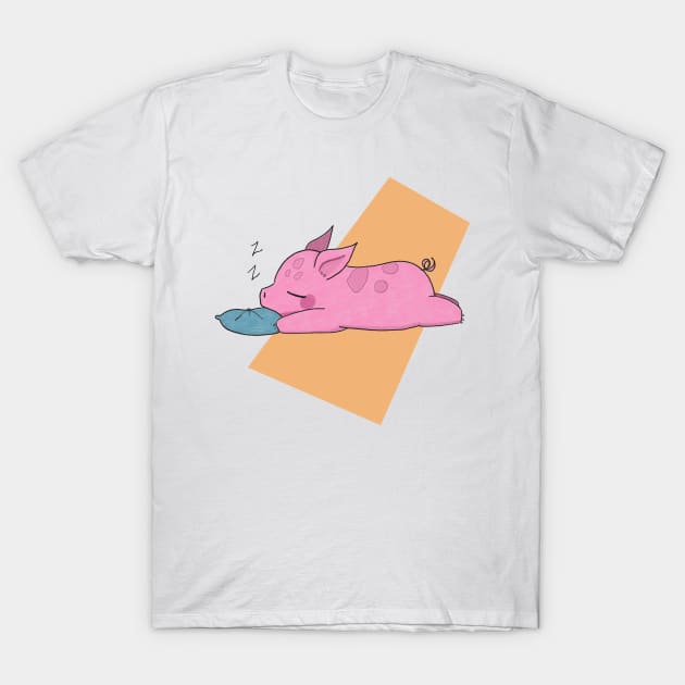 Kawaii Sleeping baby pig is cute T-Shirt by MariOyama